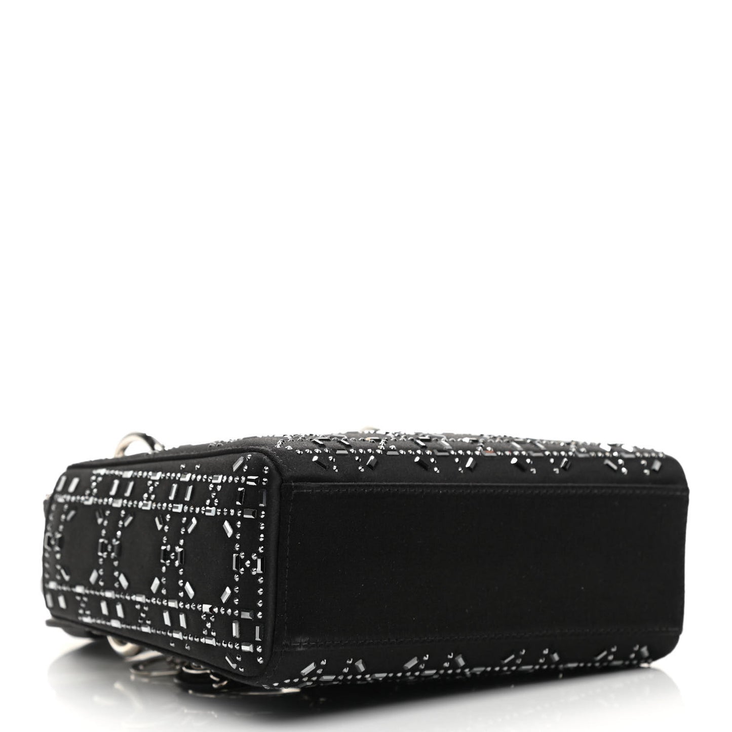 Satin Crystal Cannage Mini Lady Dior Black
