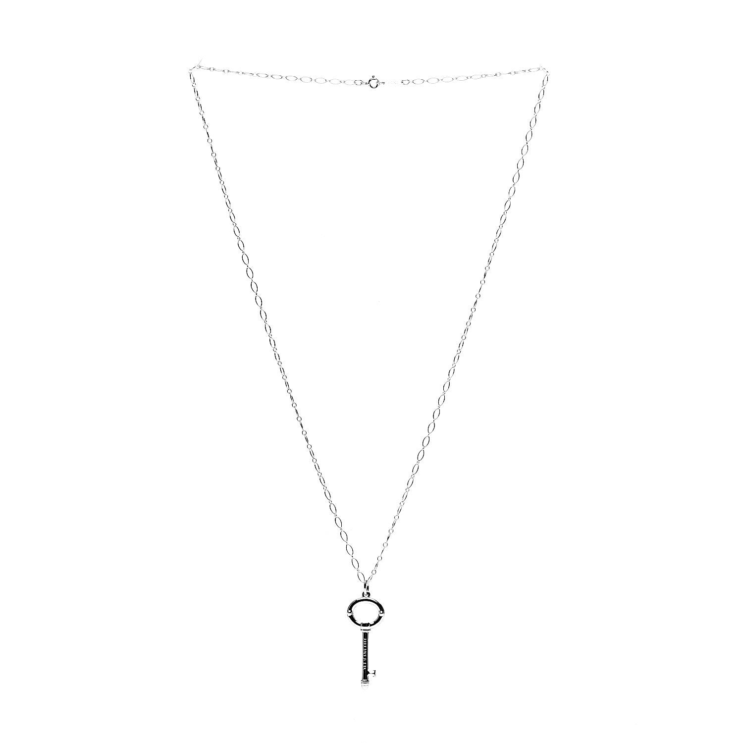 Tiffany Sterling Silver Oval Key Pendant Link Necklace 2 of 5