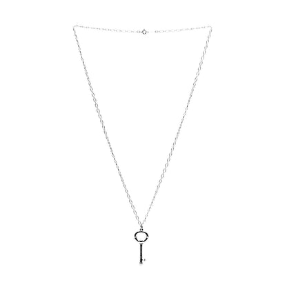 Tiffany Sterling Silver Oval Key Pendant Link Necklace 2 of 5
