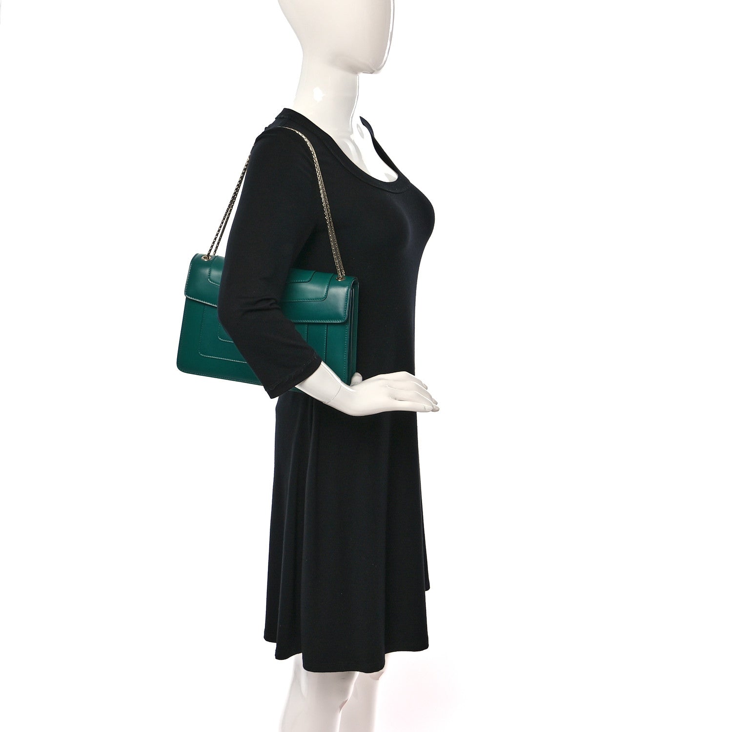 Bulgari Calfskin Serpenti Forever Shoulder Bag Emerald Green 2 of 8