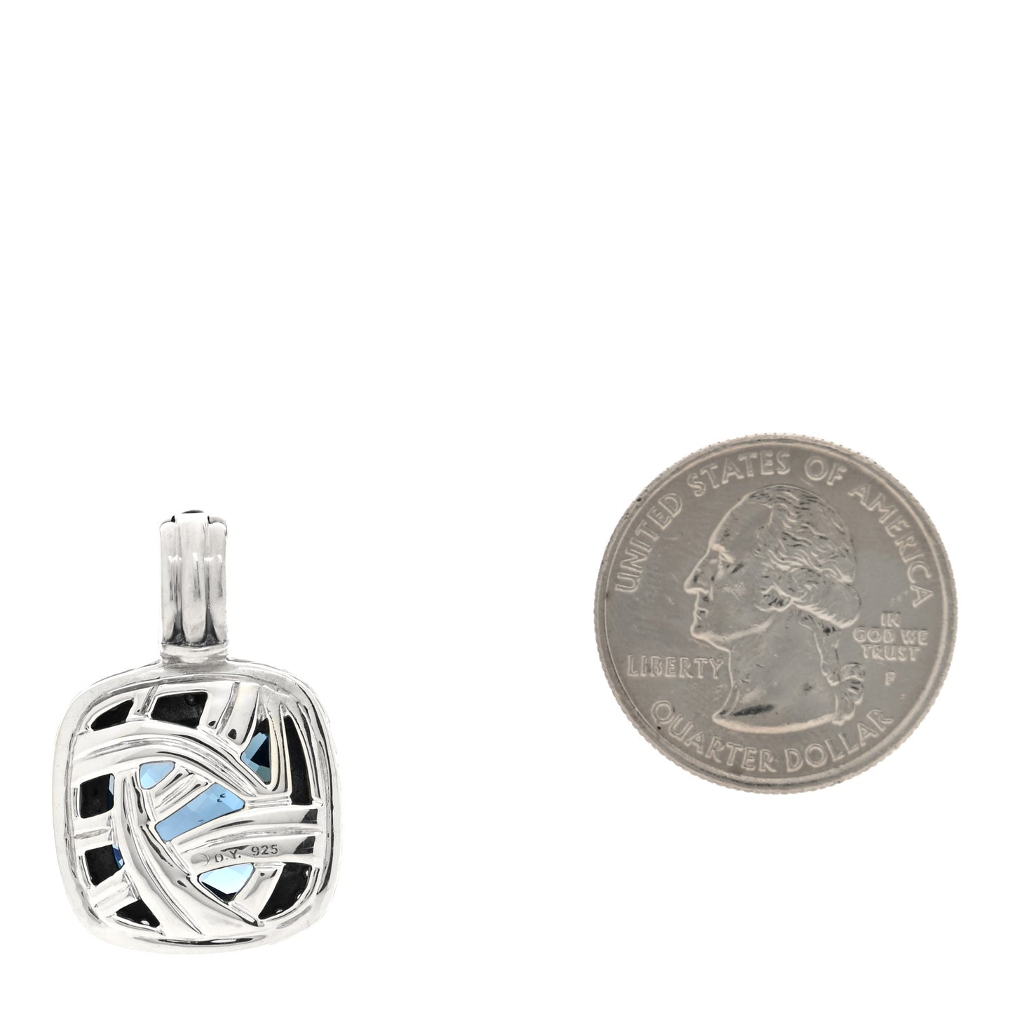 Sterling Silver Hampton Blue Topaz Diamond 14mm Albion Pendant