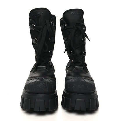 Prada Nylon Rubber Shearling Triangle Logo Monolith 55mm Snow Boots 36.5 Black 2 of 8