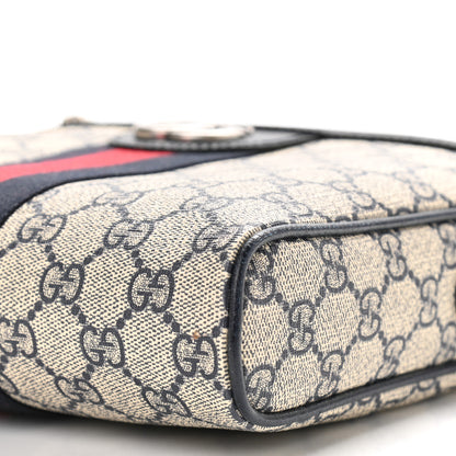 Gucci GG Supreme Monogram Textured Dollar Calfskin Web Small Ophidia Messenger Bag Beige Blue 11 of 12