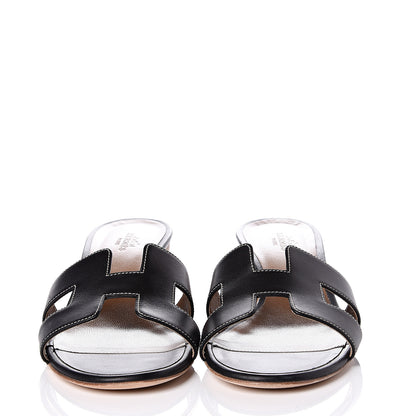 Hermes Calfskin Oasis Sandals 38 Black 3 of 8