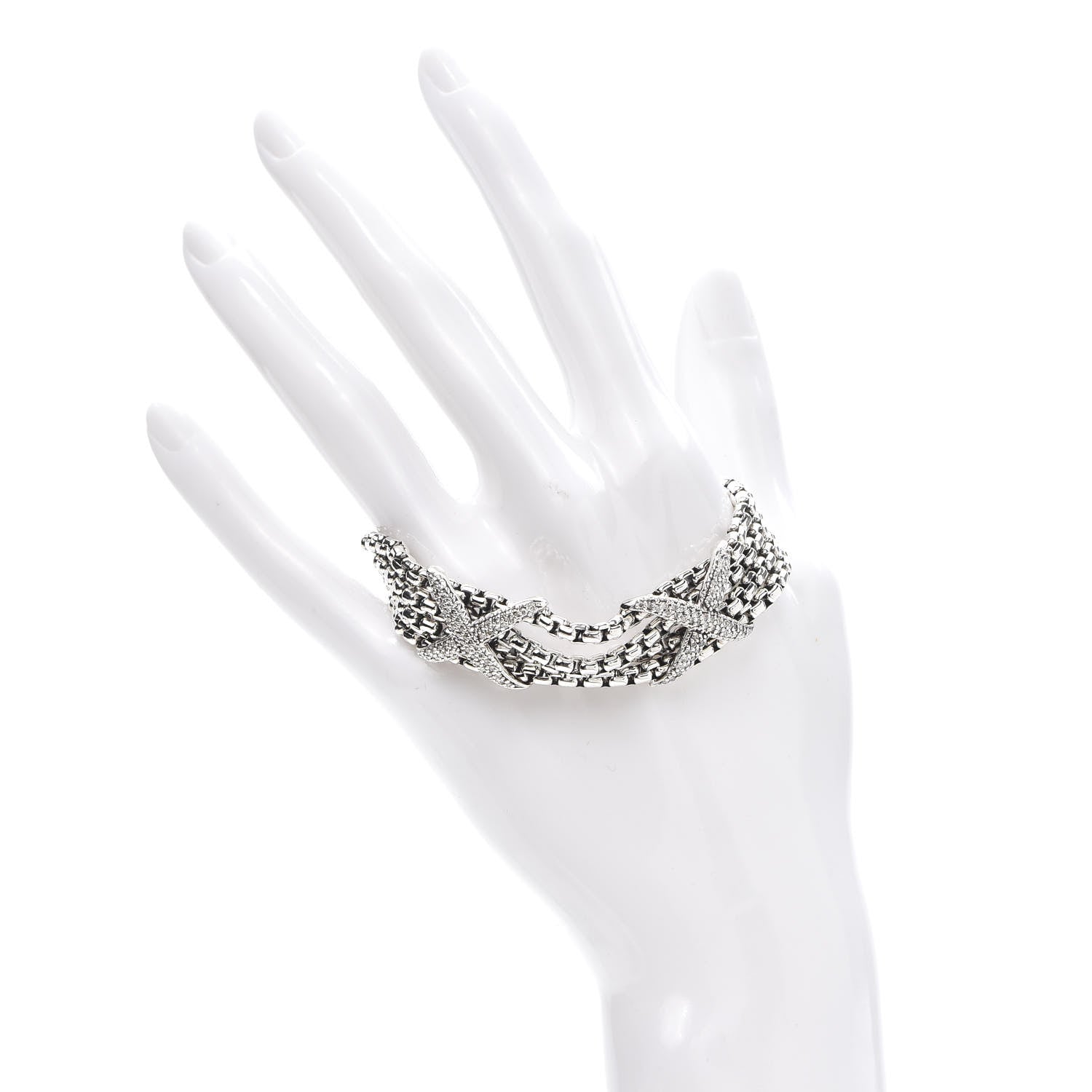 David Yurman Sterling Silver Diamond Double X Four Strand Bracelet 2 of 4