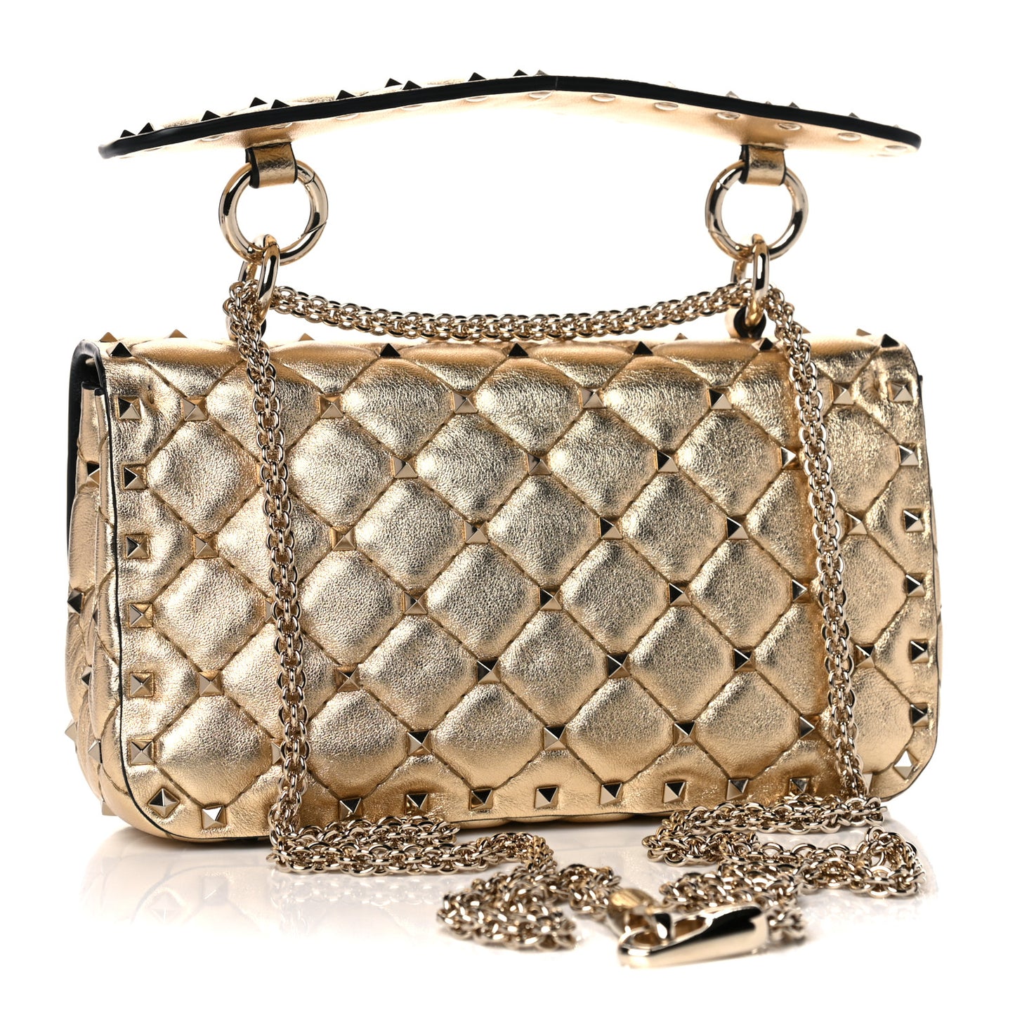 Metallic Nappa Small Rockstud Spike Shoulder Bag Mekong