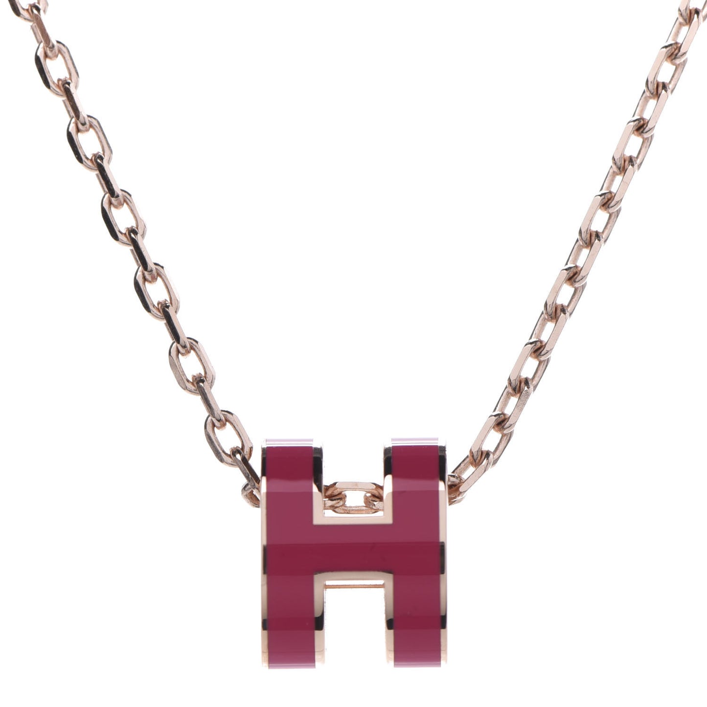 Lacquered Rose Gold Mini Pop H Pendant Necklace Rose Extreme
