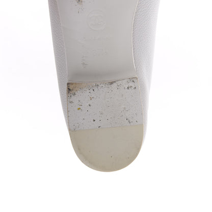 Chanel Calfskin Patent Cap Toe Ballerina Flats 37.5 White 11 of 14