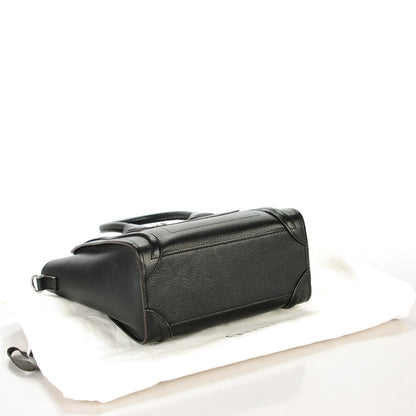 Celine Drummed Calfskin Nano Luggage Black 4 of 7