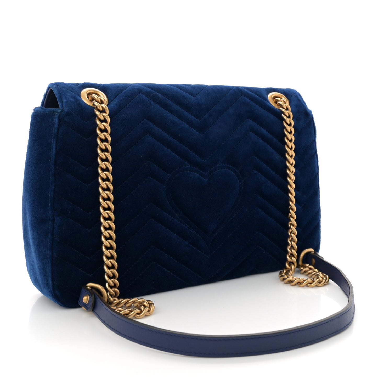 Velvet Matelasse Medium GG Marmont Shoulder Bag Cobalt Blue