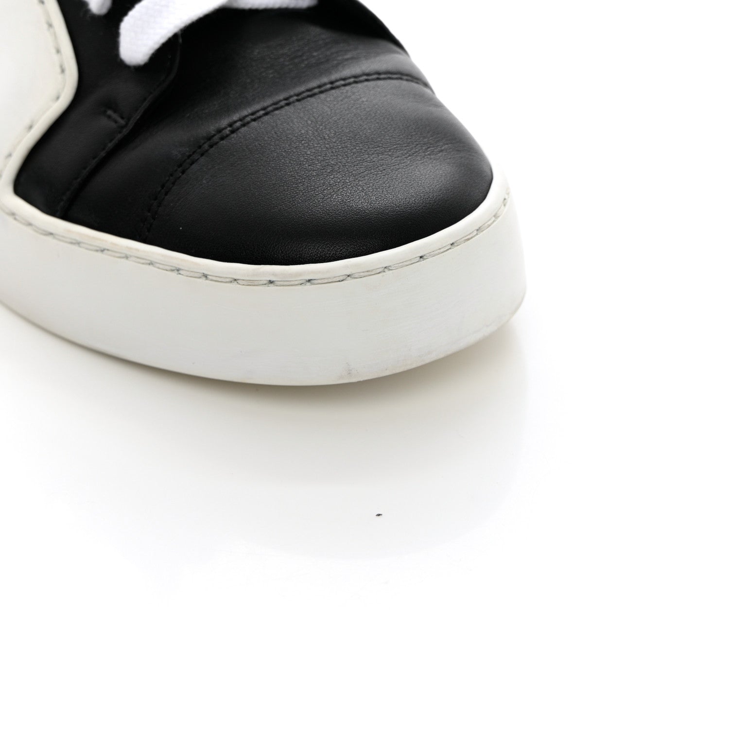 Chanel Calfskin Womens CC Sneakers 37 Black White 10 of 18