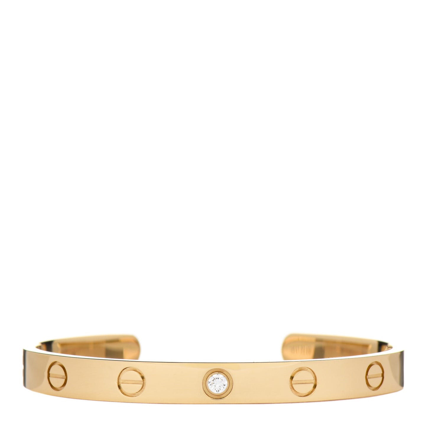 18K Yellow Gold 1 Diamond LOVE Cuff Bracelet 16