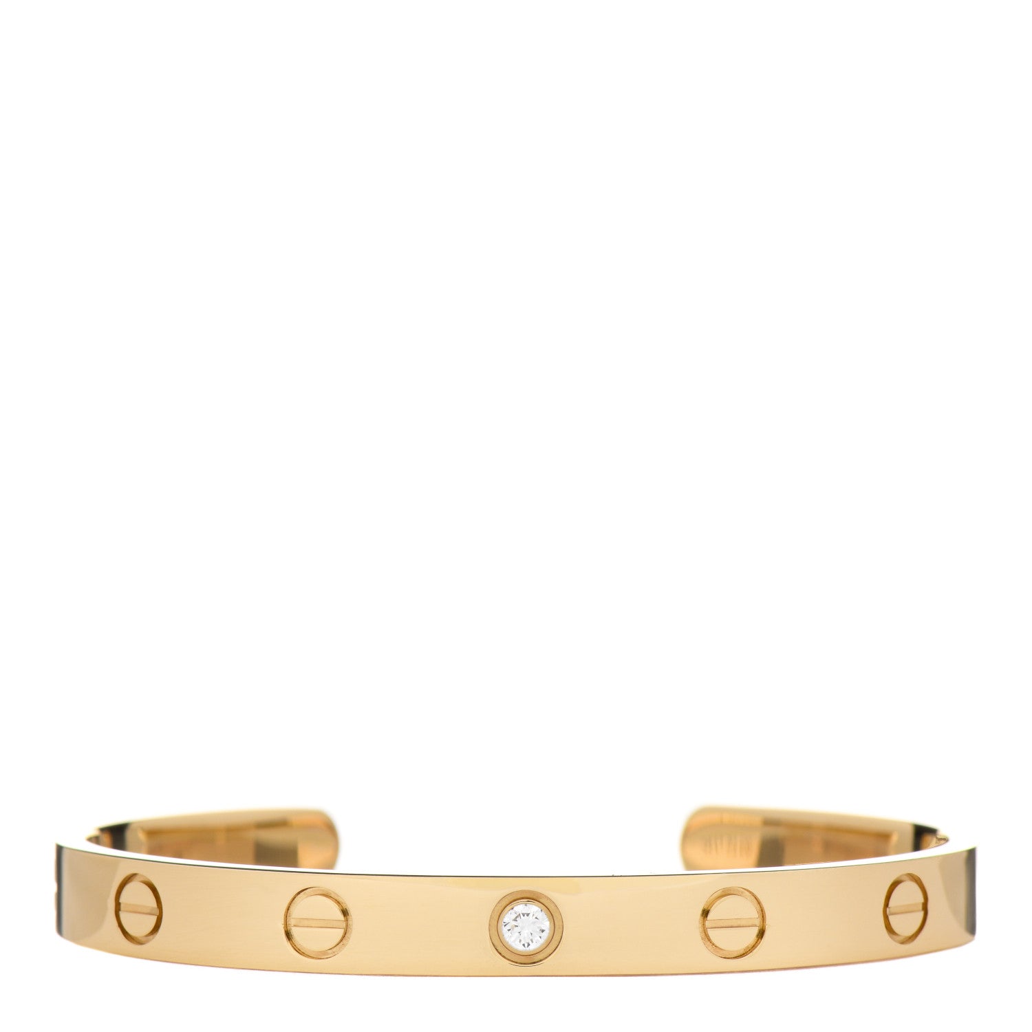 Cartier 18K Yellow Gold 1 Diamond LOVE Cuff Bracelet 16 1 of 5