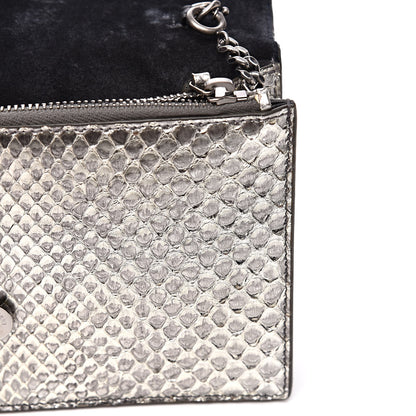 Saint Laurent Metallic Python Calfskin Embossed Classic Monogram Kate Tassel Chain Wallet Anthracite 11 of 13