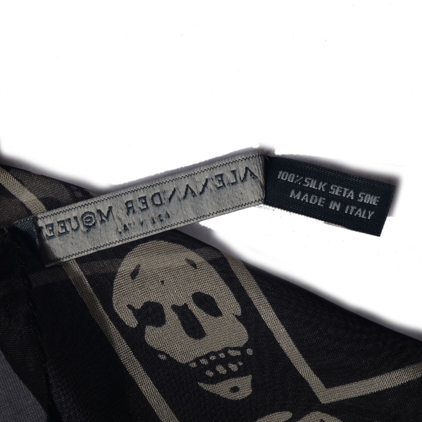 Silk Chiffon Skull Scarf Black Ivory