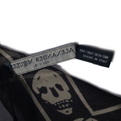 Alexander McQueen Silk Chiffon Skull Scarf Black Ivory 6 of 6