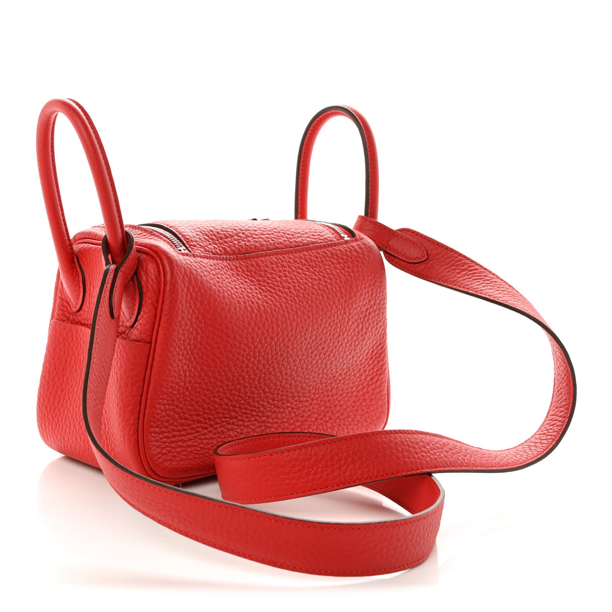 Hermes Taurillon Clemence Mini Lindy 20 Rouge Radieux 3 of 11