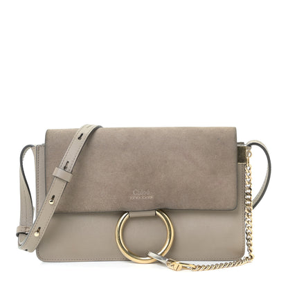 Chloe Suede Calfskin Small Faye Shoulder Bag Motty Grey 1 of 18