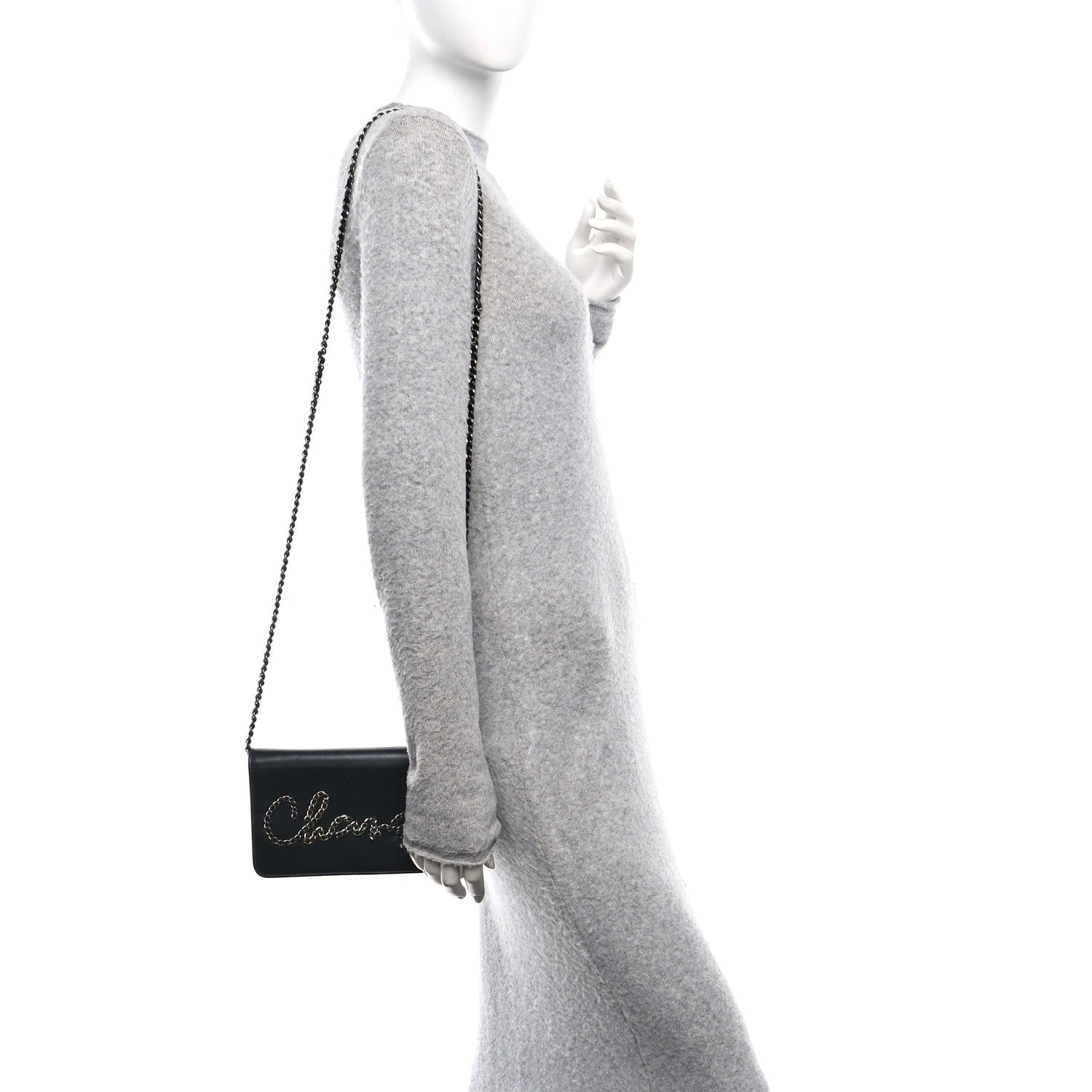 Chanel Calfskin Chain 20s Signe Wallet on Chain WOC Black 2 of 11
