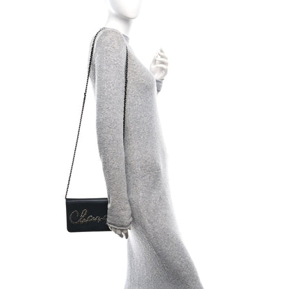 Chanel Calfskin Chain 20s Signe Wallet on Chain WOC Black 2 of 11
