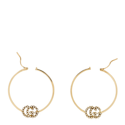 Gucci 18K Yellow Gold Diamond Running GG Hoop Earrings 3 of 5