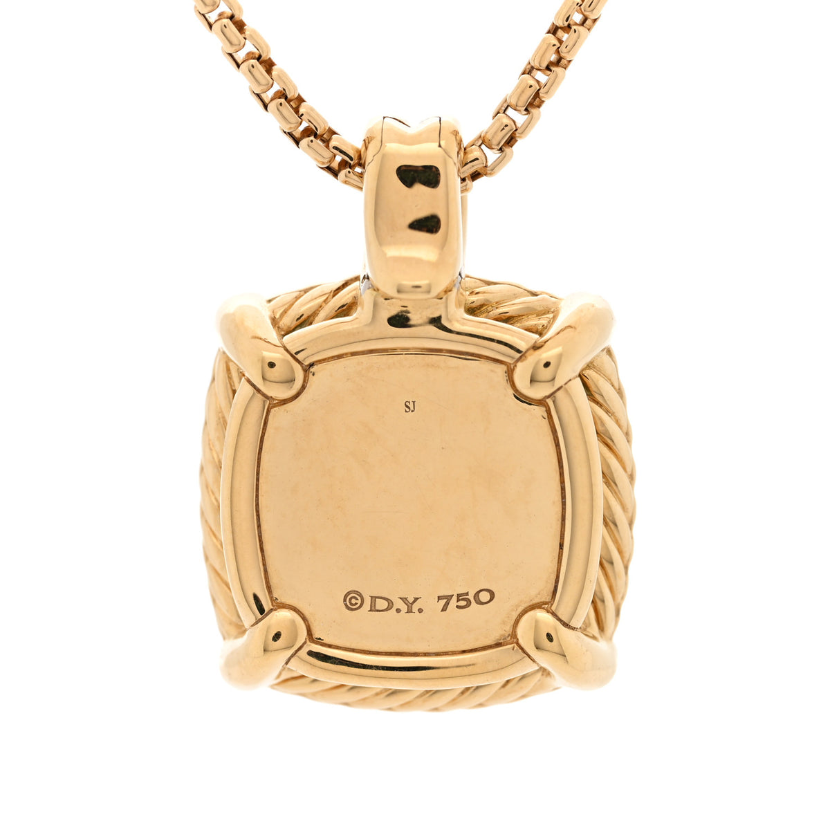 18K Yellow Gold Diamond Blue Topaz 14mm Chatelaine Pendant Necklace