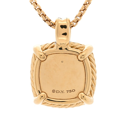 David Yurman 18K Yellow Gold Diamond Blue Topaz 14mm Chatelaine Pendant Necklace 5 of 6