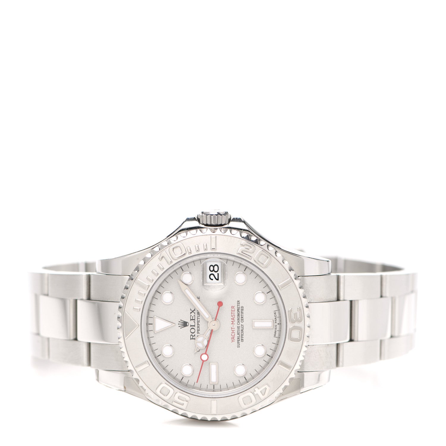 Rolex Stainless Steel Platinum 35mm Yacht-Master Watch Silver 168622 2 of 4