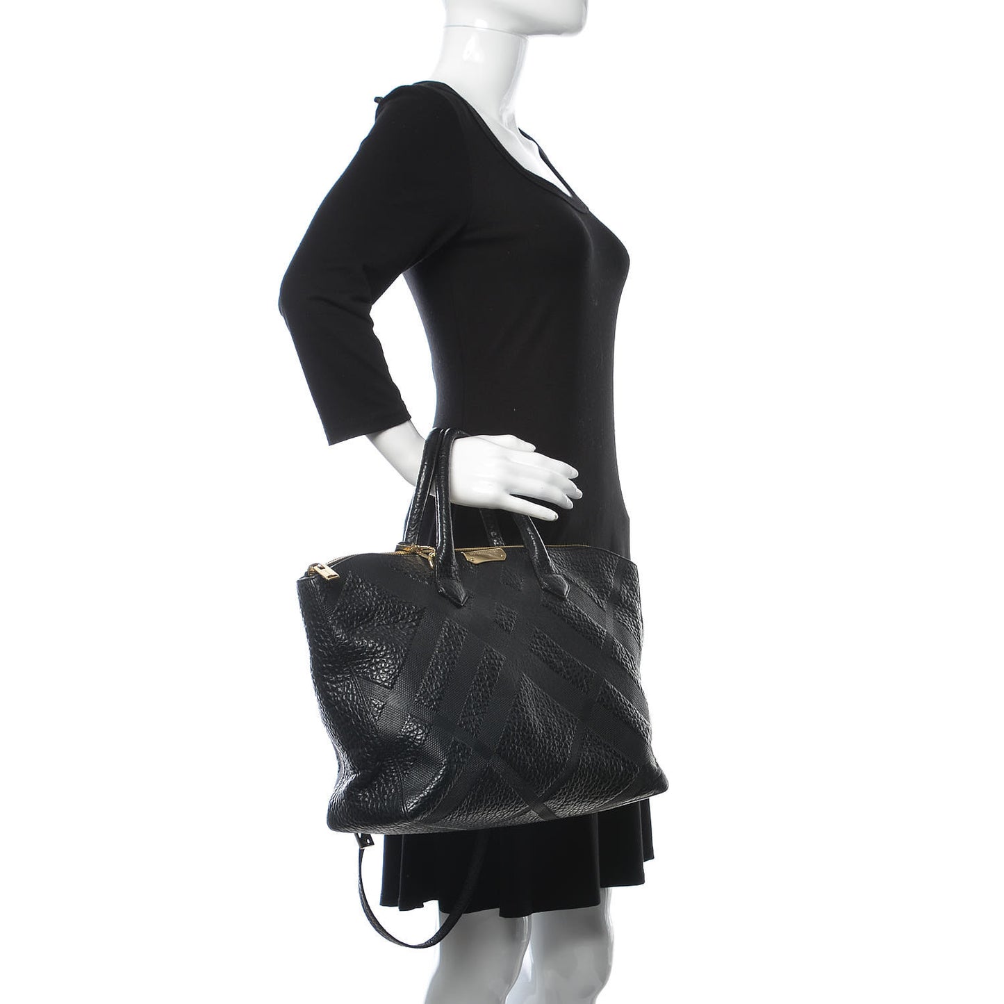 Heritage Grain Check Embossed Medium Dewsbury Tote Black