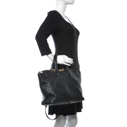 Burberry Heritage Grain Check Embossed Medium Dewsbury Tote Black 2 of 12