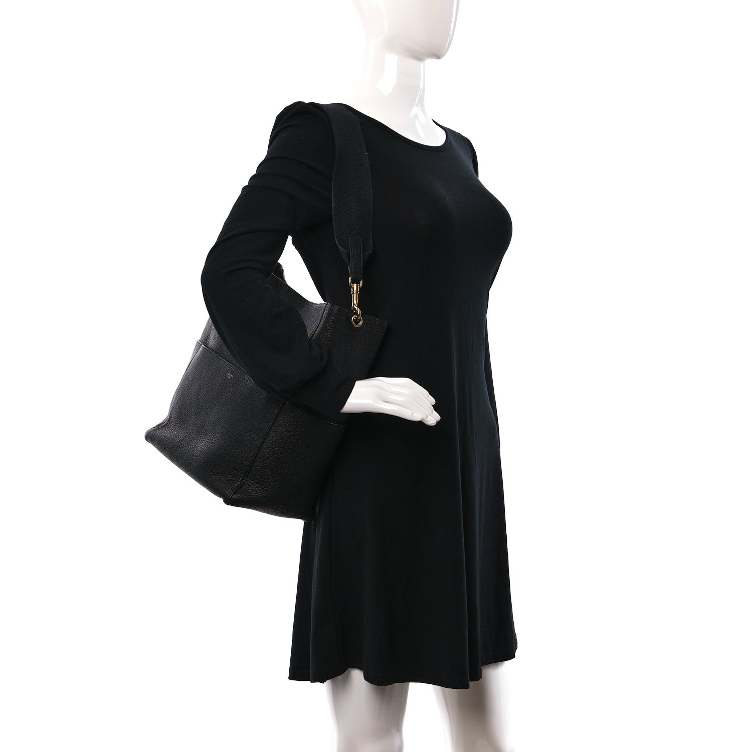 Celine Soft Grained Calfskin Sangle Bucket Bag Black 2 of 16