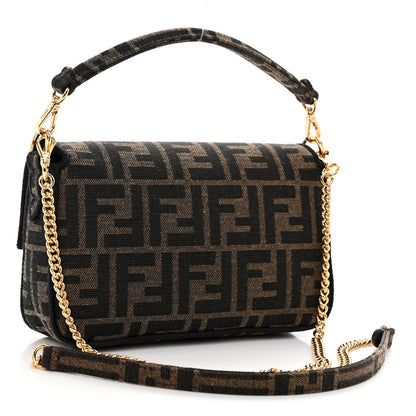 Fendi Fabric Jacquard FF 1974 Mini Baguette Tobacco Moro Black 3 of 11