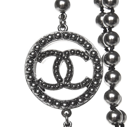 Chanel Ruthenium Graduated Pearl CC Long Necklace Dark Grey 3 of 5