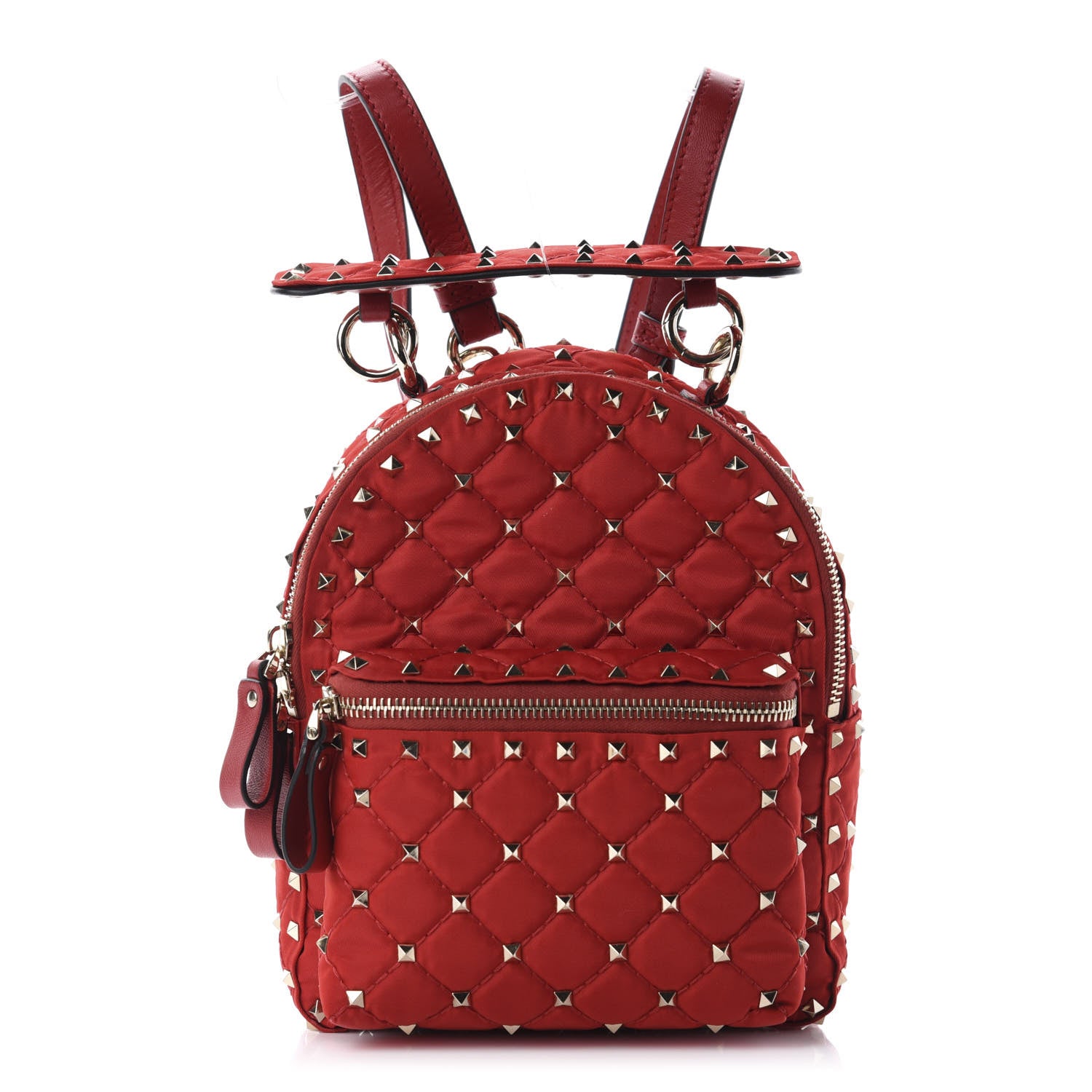 Valentino Garavani Nylon Quilted Mini Rockstud Spike Backpack Red 1 of 8