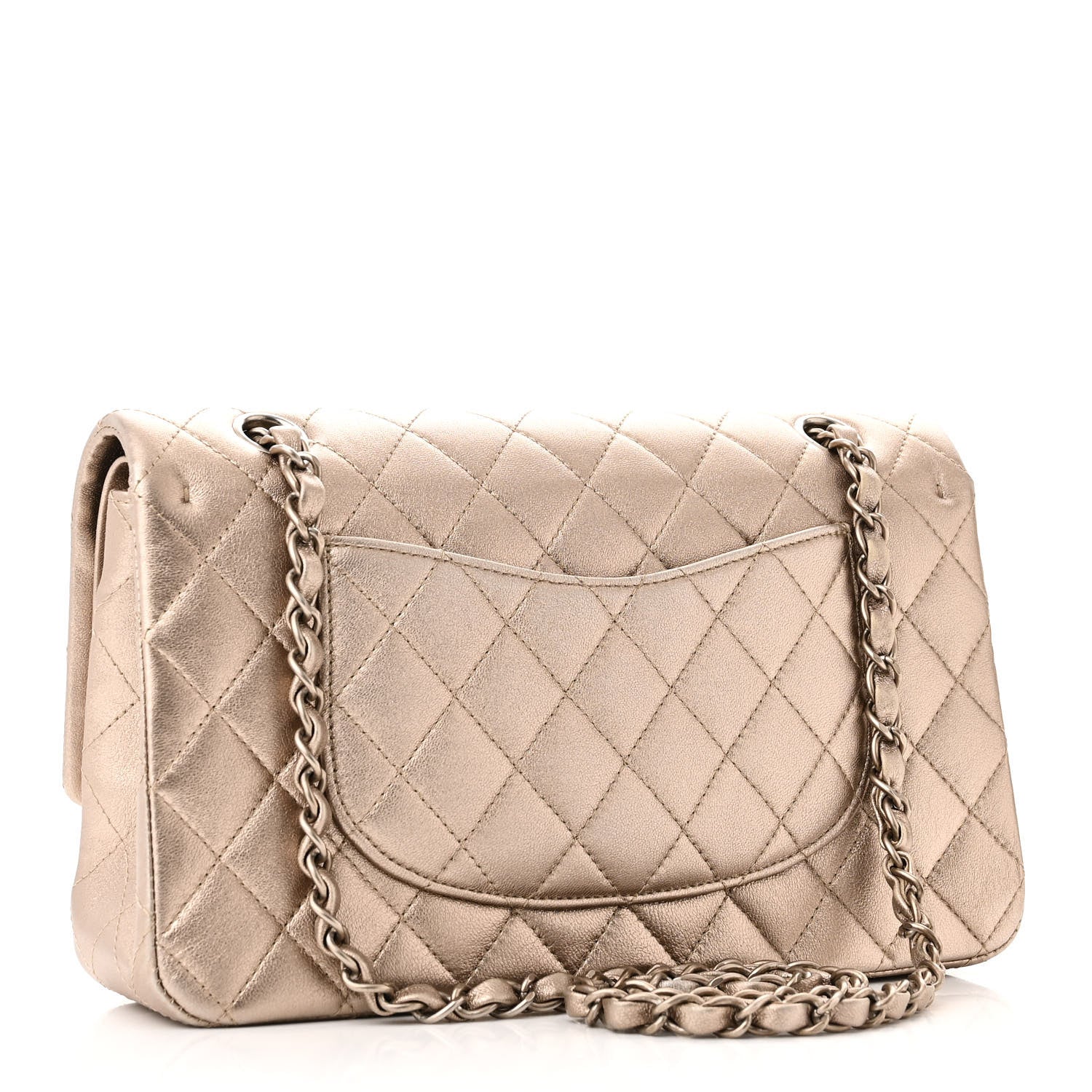 Chanel Metallic Calfskin Quilted Medium Double Flap Khaki 3 of 11