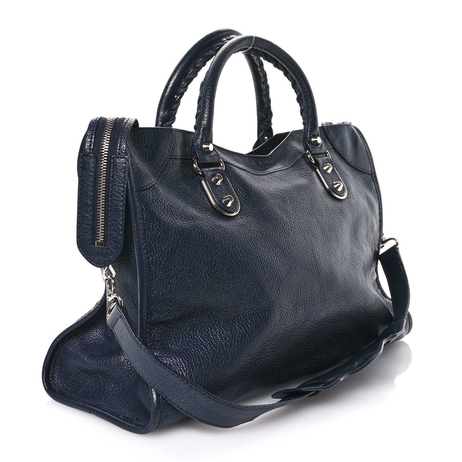 Balenciaga Chevre Silver Metallic Edge Hardware S City Bleu Nuit Dark Sea 4 of 14