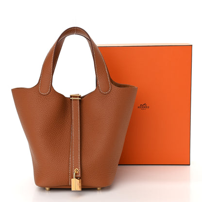 Hermes Taurillon Clemence Picotin Lock 18 PM Gold 10 of 10