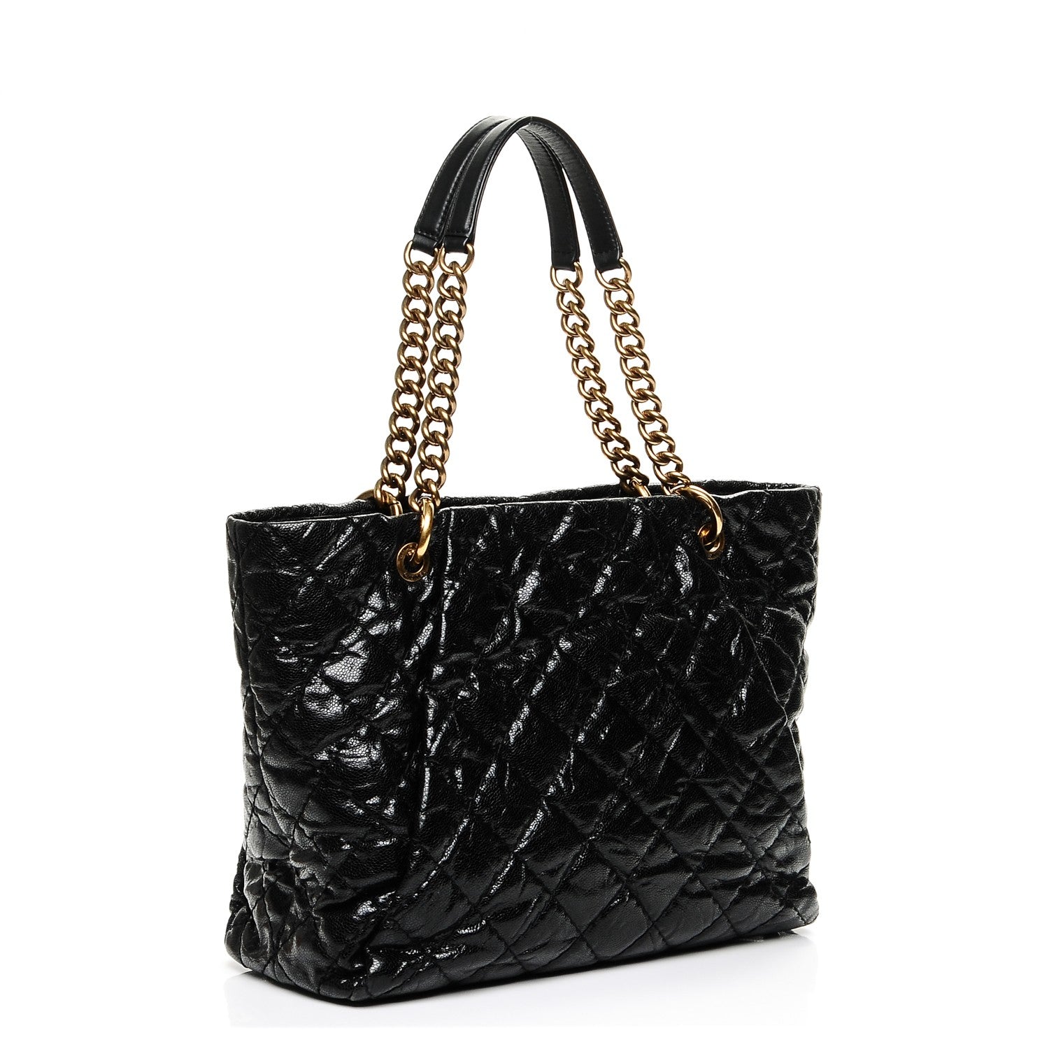 Chanel Glazed Caviar Large Coco Pleats Tote Black 3 of 7