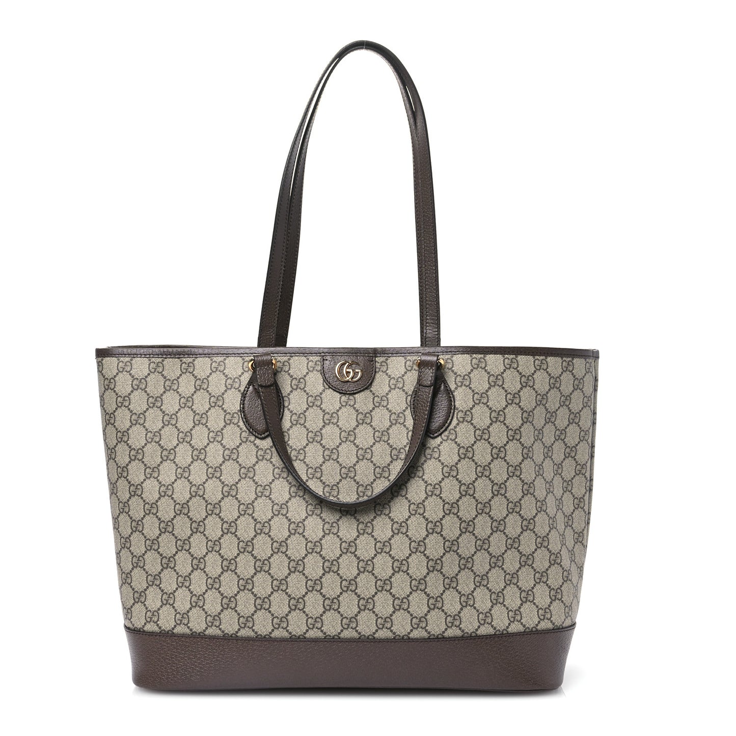 GG Supreme Monogram Textured Calfskin Large Ophidia Shoulder Tote Bag Beige Ebony New Acero