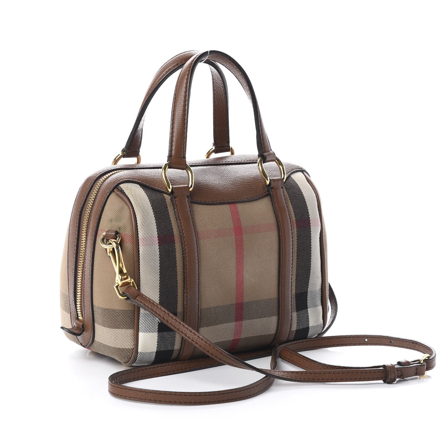 Burberry House Check Derby Calfskin Small Alchester Bowling Bag Tan 2 of 10