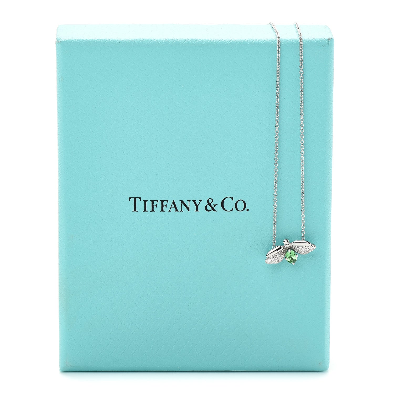 Tiffany Platinum Diamond Tsavorite Paper Flowers Firefly Pendant Necklace 6 of 6