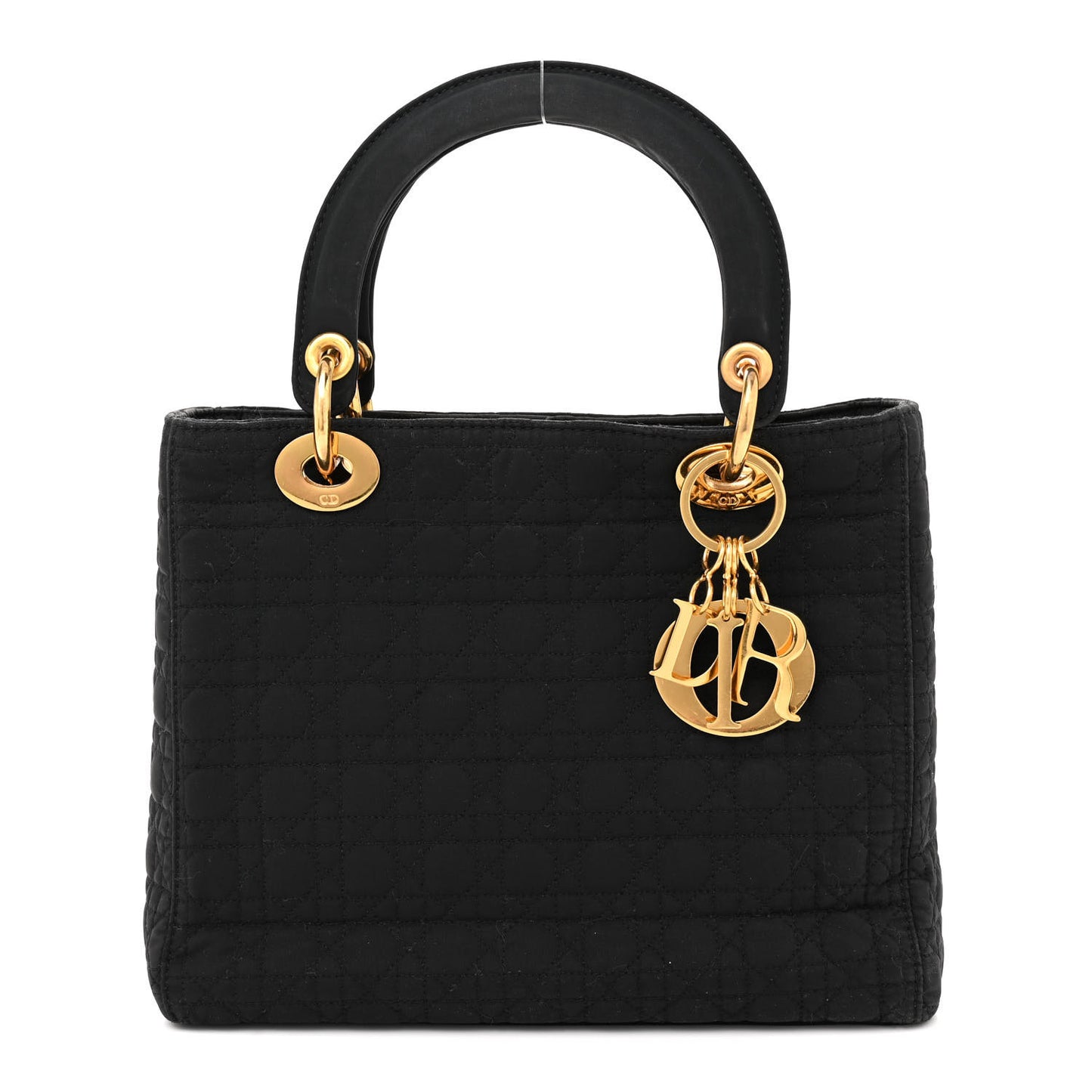Nylon Cannage Medium Lady Dior Black