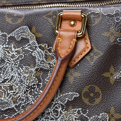 Louis Vuitton Monogram Dentelle Speedy 30 Silver 17 of 20