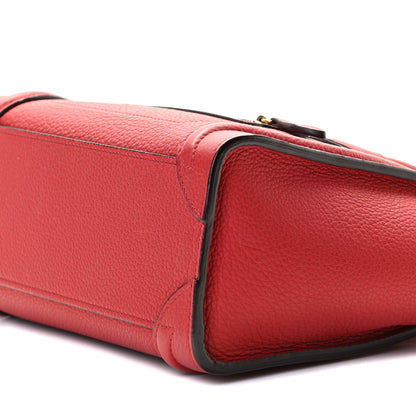 Celine Drummed Calfskin Nano Luggage Red 6 of 9