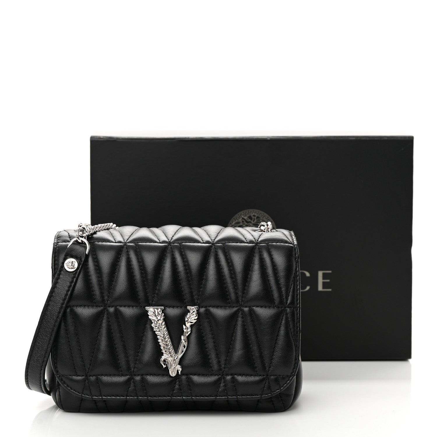Versace Nappa Quilted Virtus Bag Black 17 of 17