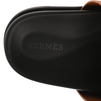 Hermes Calfskin Womens Chypre Sandals 38 Gold 7 of 9