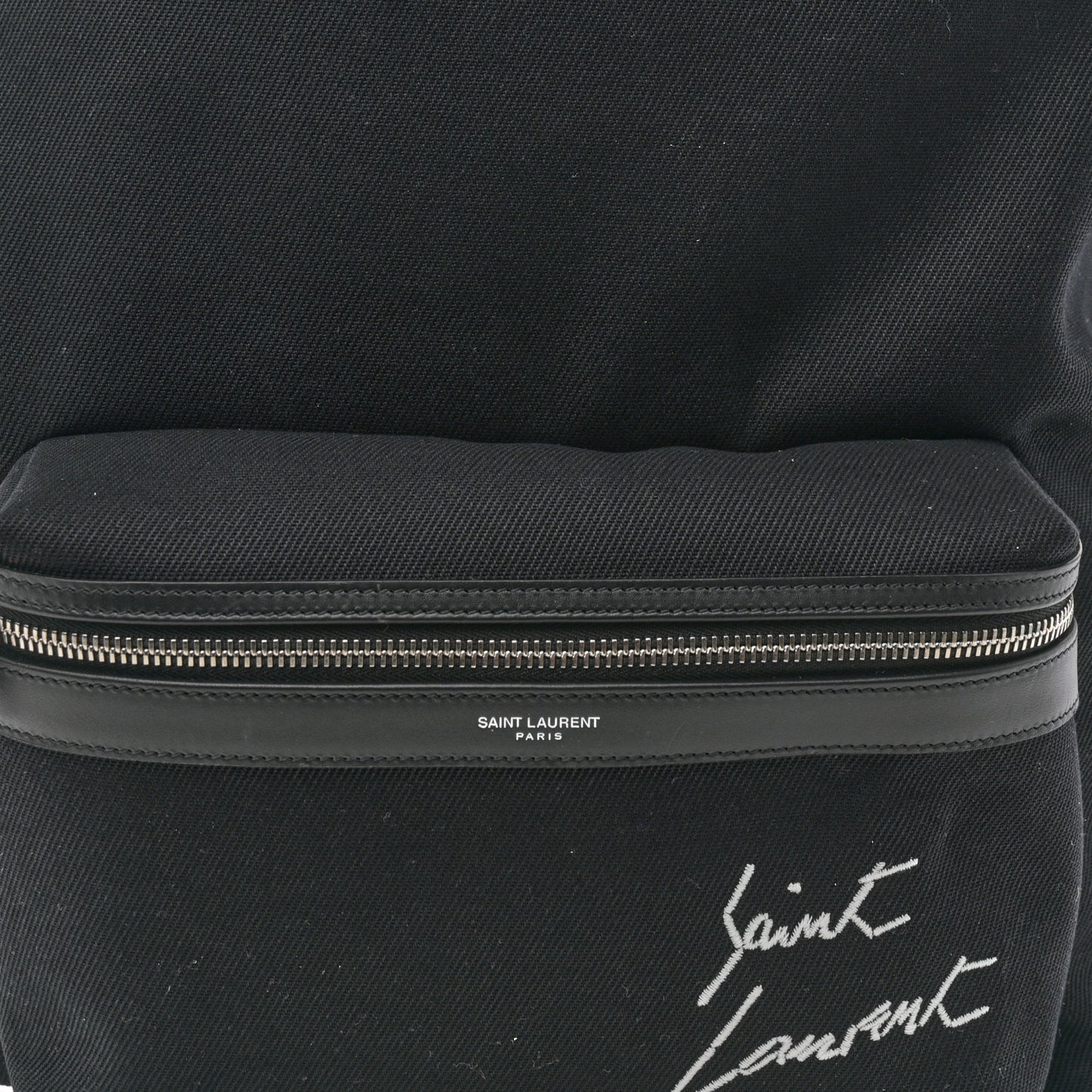 Canvas Signature Embroidered City Backpack Black