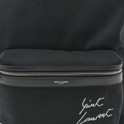 Saint Laurent Canvas Signature Embroidered City Backpack Black 8 of 10