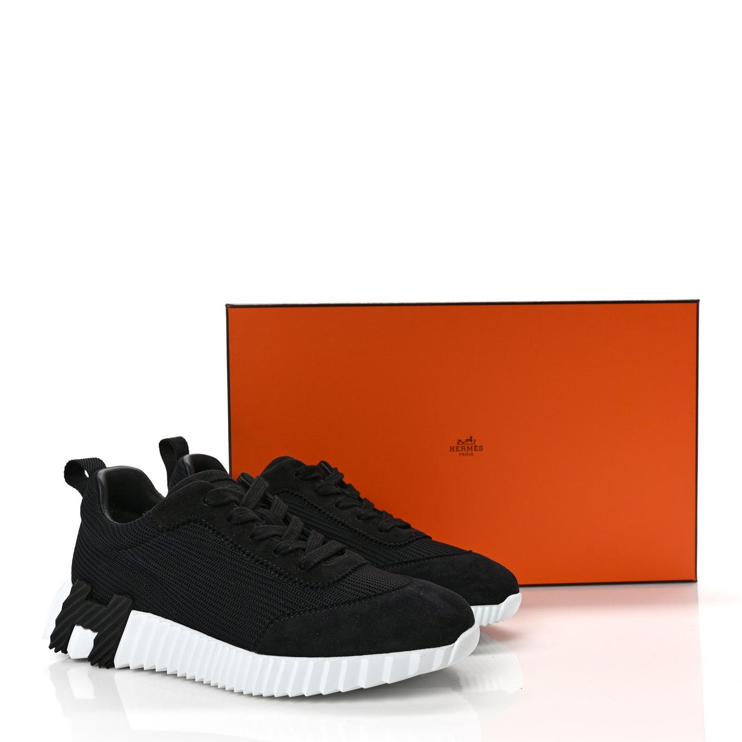 Technical Mesh Suede Goatskin Bouncing Sneakers 37 Black