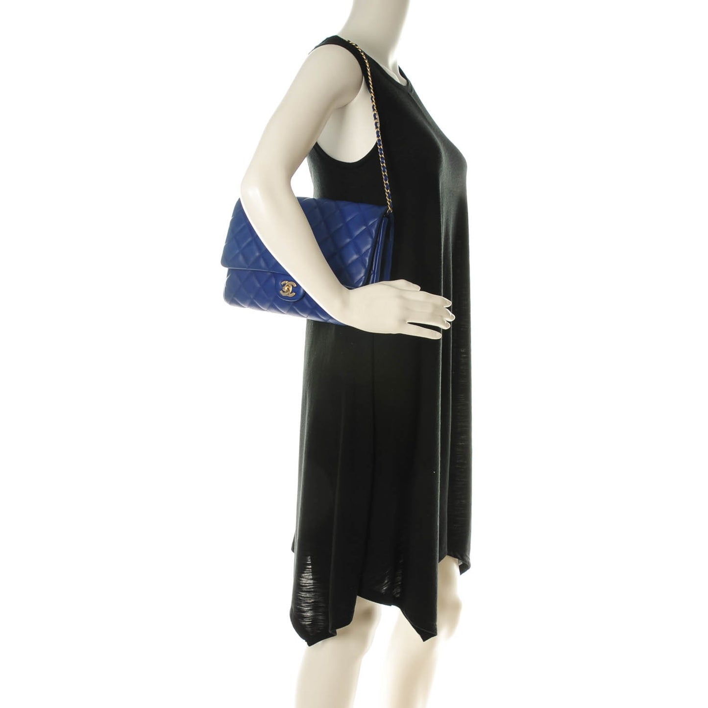 Lambskin Quilted Clutch With Chain Flap Blue